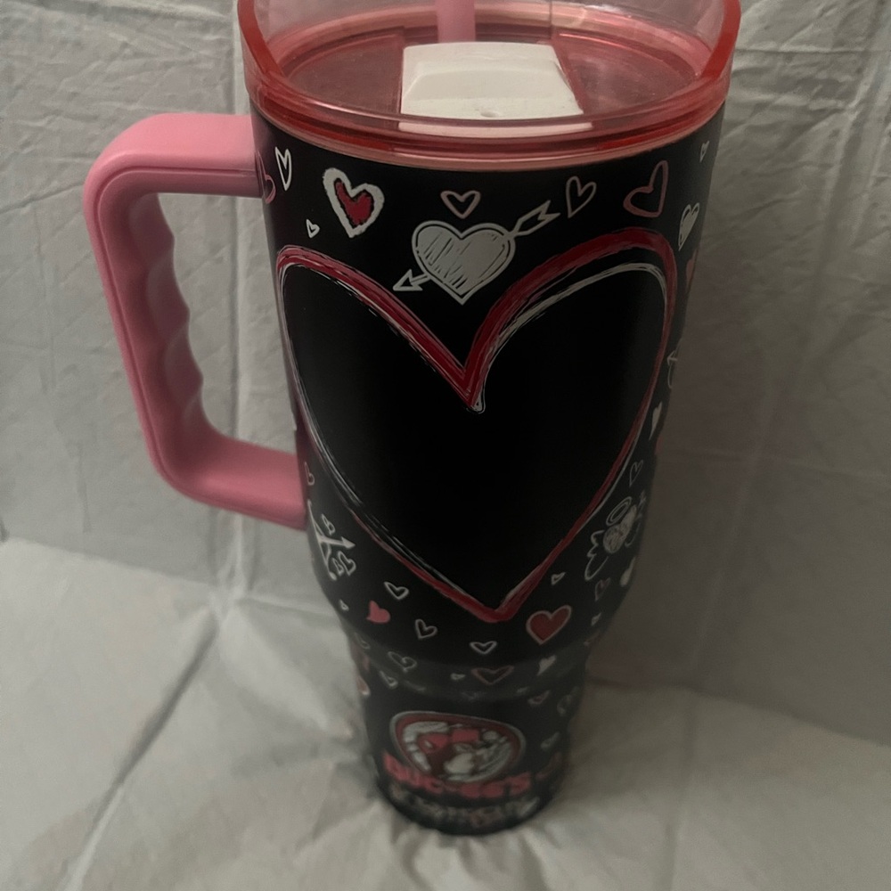 Buc-ee’s Love is in the Air Travel Mug - Pink and Black - Picture 2 of 3